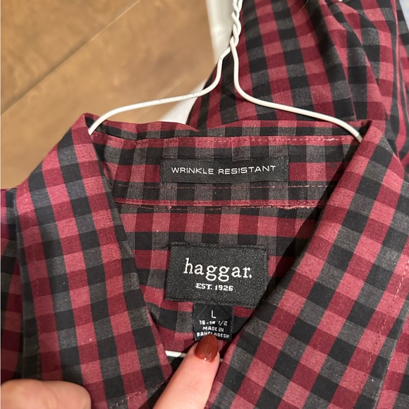 Hagar men’s button down size L maroon and black - Picture 3 of 3